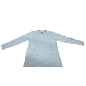 "Carhartt" Womens Gray Loose Fit Long Sleeve T Shirt SZ L 12 14 Sleeve Spell out